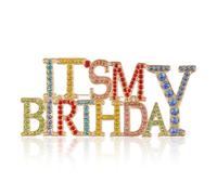 Lotsdonxia 'It's My Birthday' Rhinestone Brooch - Glamorous 9 cm Celebration Pin for Women and Girls, UK Party Essential for Lapels, Cakes and Gifts (Colorful)