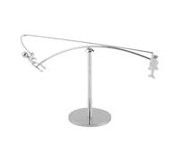 Lotsdonxia Kinetic Fisherman Balancing Sculpture, Stainless Steel Desktop Fishing Statue, Modern Home Office Decor Ornament, Funny Gift for Men Anglers