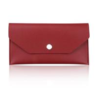 Lotsdonxia Long Unisex PU Leather Cash Wallet - Envelope-Style Organiser for Students & Professionals | Waterproof, Lightweight & Retro Design（Red）