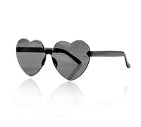 Lotsdonxia Love Heart Shape Sunglasses Stylish Rimless One-Piece Transparent Glasses in Candy Colors for Parties and Dressing Up (Black)