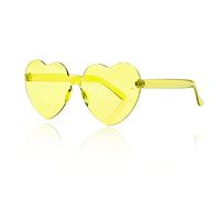 Lotsdonxia Love Heart Shape Sunglasses Stylish Rimless One-Piece Transparent Glasses in Candy Colors for Parties and Dressing Up (Yellow)