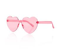 Lotsdonxia Love Heart Shape Sunglasses Stylish Rimless One-Piece Transparent Glasses in Candy Colors for Parties and Dressing Up (Pink)