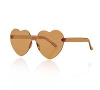 Lotsdonxia Love Heart Shape Sunglasses Stylish Rimless One-Piece Transparent Glasses in Candy Colors for Parties and Dressing Up (Brown)