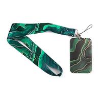 Lotsdonxia Marble Grain Lanyard with Hard Case Name Badge Holder and ID Card Carrier Neck Strap（Blue）