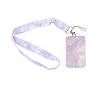 Lotsdonxia Marble Grain Lanyard with Hard Case Name Badge Holder and ID Card Carrier Neck Strap（Purple）
