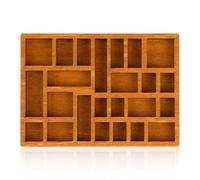 Lotsdonxia Miniature Wooden Shadow Box with 25 Compartments Wall-Mounted Display Cabinet for Trinkets, Collectibles Home Decor Vintage Style Storage Shelf