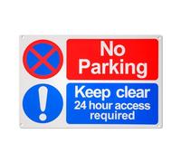 Lotsdonxia No Parking Keep Clear Sign - Weatherproof PVC Safety Sign with 4 Pre-Drilled Holes & Self-Adhesive, Applicable to Driveway Access Areas