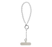 Lotsdonxia Pearl Phone Charm Strap, Elegant Beaded Lanyard Chain, Secure Anti-Lost Wrist Accessory, Versatile for Bags, Keys and Wallets, Gift for Her (Silver)