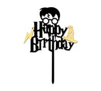 Lotsdonxia Personalised Harry Potter Birthday Cake Topper | Reusable Acrylic Magic Theme Decoration for Kids, Wizard School Parties, Birthdays | Non-Edible Cake Decor