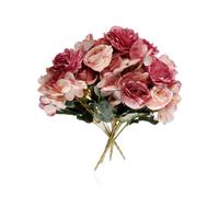 Lotsdonxia Pink Peony Artificial Flowers, 4 Bunches Faux Silk Bouquet