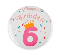 Lotsdonxia Pink & White Birthday Badge, Girls' Iron Celebration Pin for Ages 1-9, Crown & "Age“ Design Party Accessory Keepsake