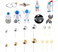 Lotsdonxia Planet Rocket Foam Ball Cake Topper Set Space Theme Party Decoration Suitable for DIY Props Children's Decorations Cake Inserts