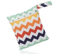 Lotsdonxia Portable Waterproof Wet Bag Reusable Zippered Lightweight Durable On-The-Go Storage Pouch for Nappies Wet Clothes Swimwear Travel (Wave Pattern)