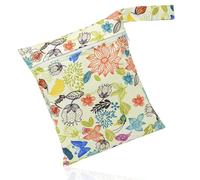 Lotsdonxia Portable Waterproof Wet Bag Reusable Zippered Lightweight Durable On-The-Go Storage Pouch for Nappies Wet Clothes Swimwear Travel (Flower Pattern)