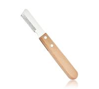 Lotsdonxia Professional Right-Handed Dog Stripping Knife, Stainless Steel Grooming Tool with Ergonomic Wooden Handle for Border Terriers, Cats and Horses