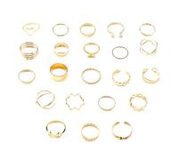 Lotsdonxia Ring Set 22 Pieces, Multi-Joint Open-Ended Ring,Adjustable Rings for Valentine's Day, Shopping, Weddings