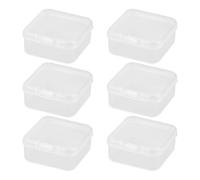 Lotsdonxia Set of 6 Small Rectangular Plastic Containers with Lids, Ideal for Storing Beads, Business Cards, Pills, and Other Small Items (4.5 * 4.5 * 2cm)
