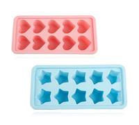 Lotsdonxia Silicone Ice Cube Trays, Set of 2 Star and Heart Molds for Cocktails and Desserts, Flexible Food-Grade Moulds for Easy Release, Kitchen Barware Essential