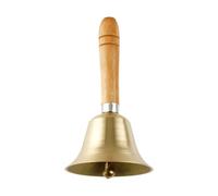 Lotsdonxia Solid Brass Hand Bell with Wooden Handle - Extra Loud Service & Dinner Call Bell for Restaurants, Reception Counters, Elderly Assistance and Christmas Festivities (80mm Diameter)