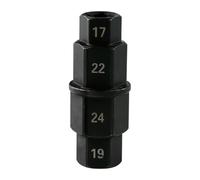Lotsdonxia Tire Hex Shaft, Recessed Quad Sleeve, 4-in-1 Steel Front Wheel Spindle Removal 17mm, 19mm, 22mm, 24mm Repair Tool for Motorcycles (Black)