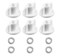 Lotsdonxia Toilet Seat Fittings, 6 Pack White Plastic Wing Nuts and Metal Washers, Bottom Fixing Universal Replacement Hinge Hardware