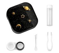 Lotsdonxia Travel Contact Lens Case with Mirror - Starry Galaxy Design, Portable Lens Soaking and Storage Holder for Glasses and Lenses