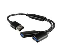 Lotsdonxia USB Splitter 2 Port, Male to Dual Female Extension Adapter with Data Sync and Charging Support, Compact Hub for Laptop, PC, Car, Flash Drives, Keyboards or Gaming Consoles (Black)