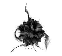 Lotsdonxia Vintage Feather Flower Hair Clip - Elegant Floral Fascinator with Brooch Pin for Weddings, Bridesmaids, Tea Parties & Special Occasions (Black)