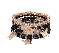 LOTSOF Boho Flower Beaded Bracelet Set for Women - Multilayer Crystal & Flower Charm Stackable Bracelets, Fashion Jewelry Gift for Her, Springs1, faux rose quartz beads, no gemstone