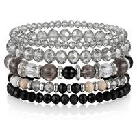 LOTSOF Boho Multilayer Beaded Bracelets Set for Women - Vintage Gold & Brown Stackable Stretch Bracelets, Bohemian Handmade Jewelry for Daily Style & Gifting, Strench, Resin, No Gemstone Cubic