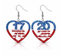 LOTSOF Patriotic 4th of July Earrings for Women, Glitter 1776 2026 American Flag Dangle Drop Earrings, America 250th Anniversary Semiquincentennial Red White Blue Stars Stripes Jewelry Gift