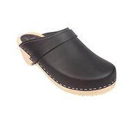 Lotta From Stockholm Swedish Classic Clog Mule for Women | Low Heel Slip-on Wooden Clogs Handmade in Sweden | Alder Wood Base and Italian Full Grain Leather I Black-UK 7.5 EUR 41