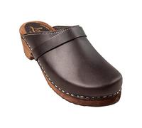 Lotta From Stockholm Swedish Classic Clog Mule for Women | Low Heel Slip-on Wooden Clogs Handmade in Sweden from Brown Alder Wood Base and Genuine Leather I Black Size UK 7.5 EUR 41
