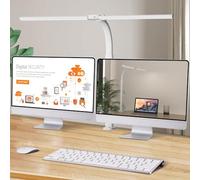 LOTTBUTY LED Desk Lamp for Study,24W Double Head Desk Lamps Office,Eye Protection Desk Light with Clamp,25 Lighting Modes,Monitor Light Bar for Study/Working/Computer/Reading/Workbench (L-White)