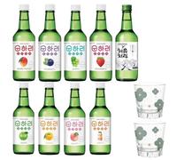 Lotte Chum Churum Premium Korean Soju 9 Assorted Fruity Flavours 12-18% Alc./Vol 350ml (Pack of 9)