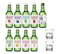 Lotte Chum Churum Soju 12-18% Alc./Vol 360ml - Pack of 6 (Random Flavours + 2 Soju Glasses)