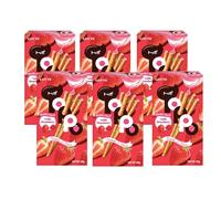 Lotte Toppo 40g x 6 Pack - Vanilla, Strawberry, Cocoa Chocolate | Crunchy Biscuit Sticks with Cream Filling (Strawberry)