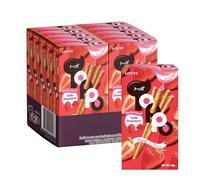Lotte Toppo Strawberry - 10 x 40g | Thai Crunchy Biscuit Sticks Filled with Sweet Strawberry Cream | Delicious Asian Snack | Ideal for Sharing & Gifting