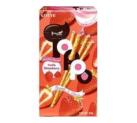 Lotte Toppo Vanilla Strawberry Double Flavour Filled Crispy Pretzel Sticks Biscuit Snacks 40g (Pack Of 10)