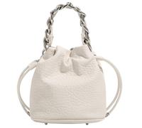 LOTTEDS Mini PU Leather Bucket Tote Bag for Women, Small Woven Crossbody Purse Cute Boho Shoulder Handbag Spring Summer Trendy (white)