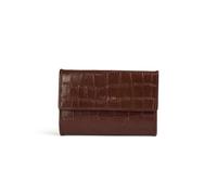 Lotti Tri-Fold Wallet in Mock Croc Leather Mahogany