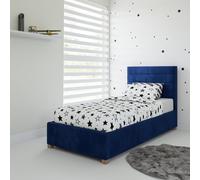 Lottie Fabric Ottoman Single Bed Rest Relax Blue Single