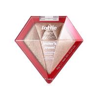 Lottie London x Harley Quinn Jesters Jewel Highlighter, A unique gel-to-powder Champagne tinted highlighter that gives a sheer, glimmering finish