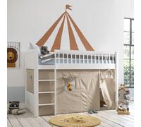 (Lottie Midsleeper Cabin Bed with Straight Ladder & Tent in Classic White) Lottie Midsleeper Cabin Bed in Classic White