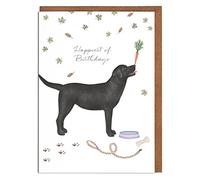 Lottie Murphy - Black Labrador Birthday Card - ‘Happy Birthday!’ - Card for Her - Designed & Printed in the UK - Luxury 300gsm Card - 12.7 x 17.7cm