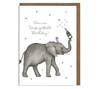 Lottie Murphy - Elephant Birthday Card - ‘Have An Unforgettable Birthday!’ - Card for Him or Her - Designed & Printed in the UK - Luxury 300gsm Card - 12.7 x 17.7cm