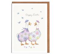 Lottie Murphy - Geese Easter Card - ‘Happy Easter’ - Card for loved ones - Luxury 300gsm Card - 12.7 x 17.7cm