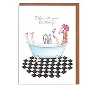 Lottie Murphy - Giraffe Birthday Card - ‘Relax, It’s Your Birthday’ - Card for Her - Designed & Printed in the UK - Luxury 300gsm Card - 12.7 x 17.7cm