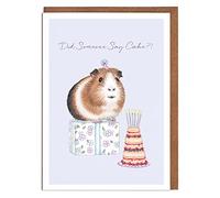 Lottie Murphy - Guinea Pig Birthday Card - ‘Did Someone Say Cake?!’ - Card for Him or Her - Designed & Printed in the UK - Luxury 300gsm Card - 12.7 x 17.7cm