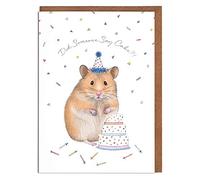Lottie Murphy - Hamster & Cake Birthday Card - ‘Did Someone Say Cake?!’ - Card for Her - Designed & Printed in the UK - Luxury 300gsm Card - 12.7 x 17.7cm